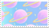 repeating pattern of pastel planets